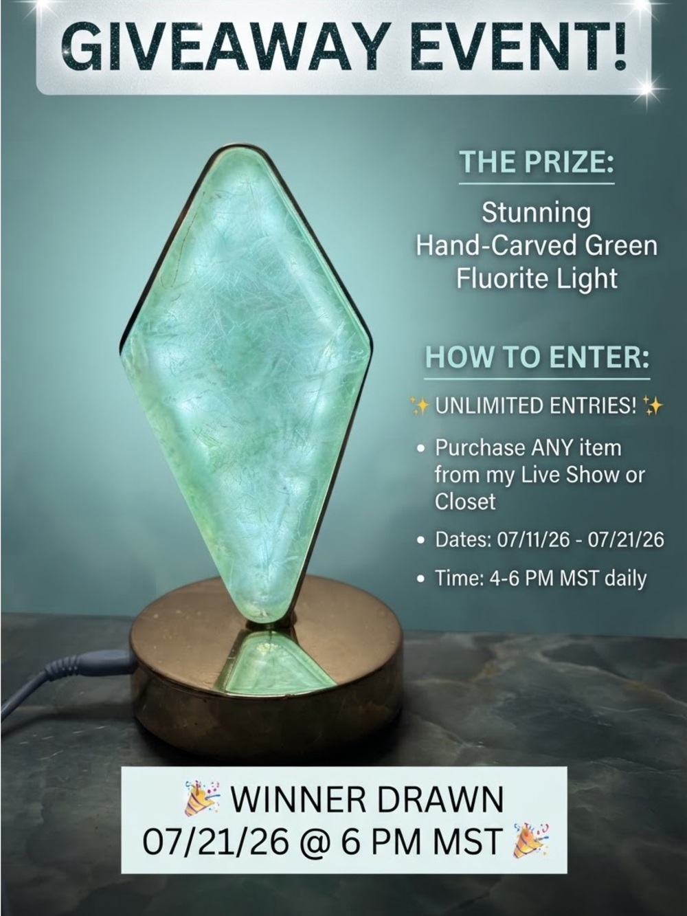 Buyers giveaway green fluorite light